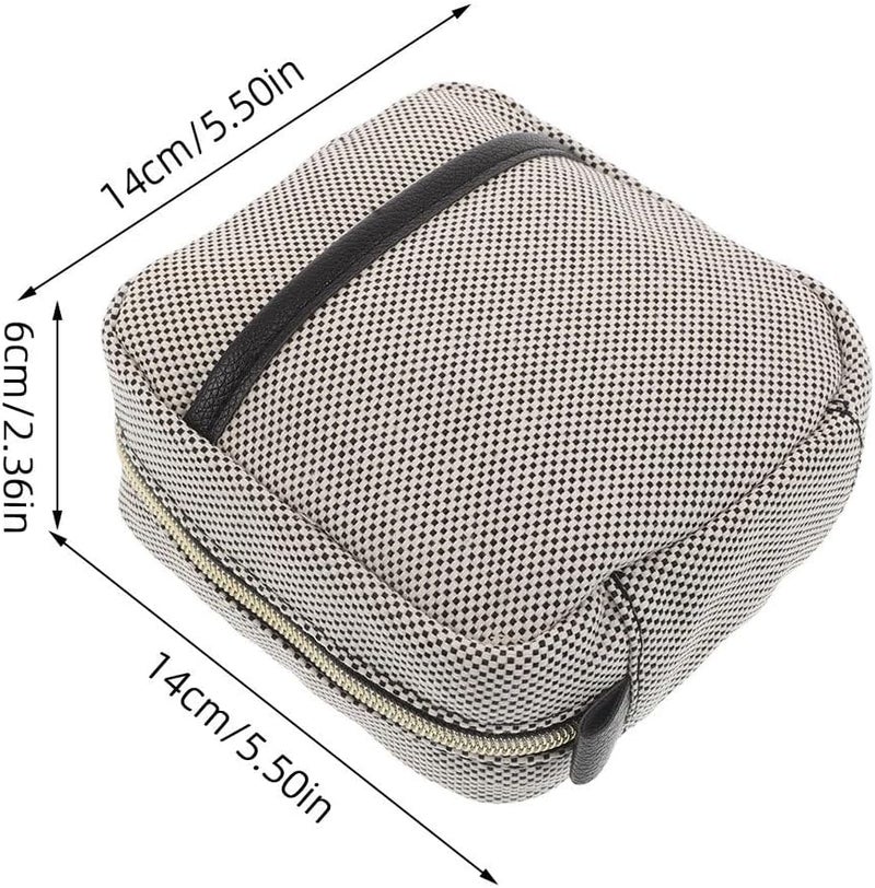Black Travel Makeup Organizer Bag 14x14x6cm With Dividers Zipper Pouch - Image 5